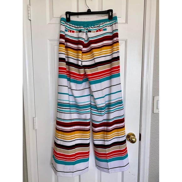 new york & company 7th avenue multicolored striped wide leg trousers - Picture 2 of 4